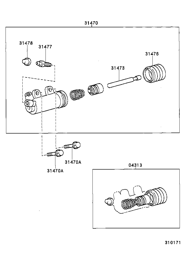 TOYOTA 31470 26061 - Рабочий цилиндр, система сцепления parts5.com