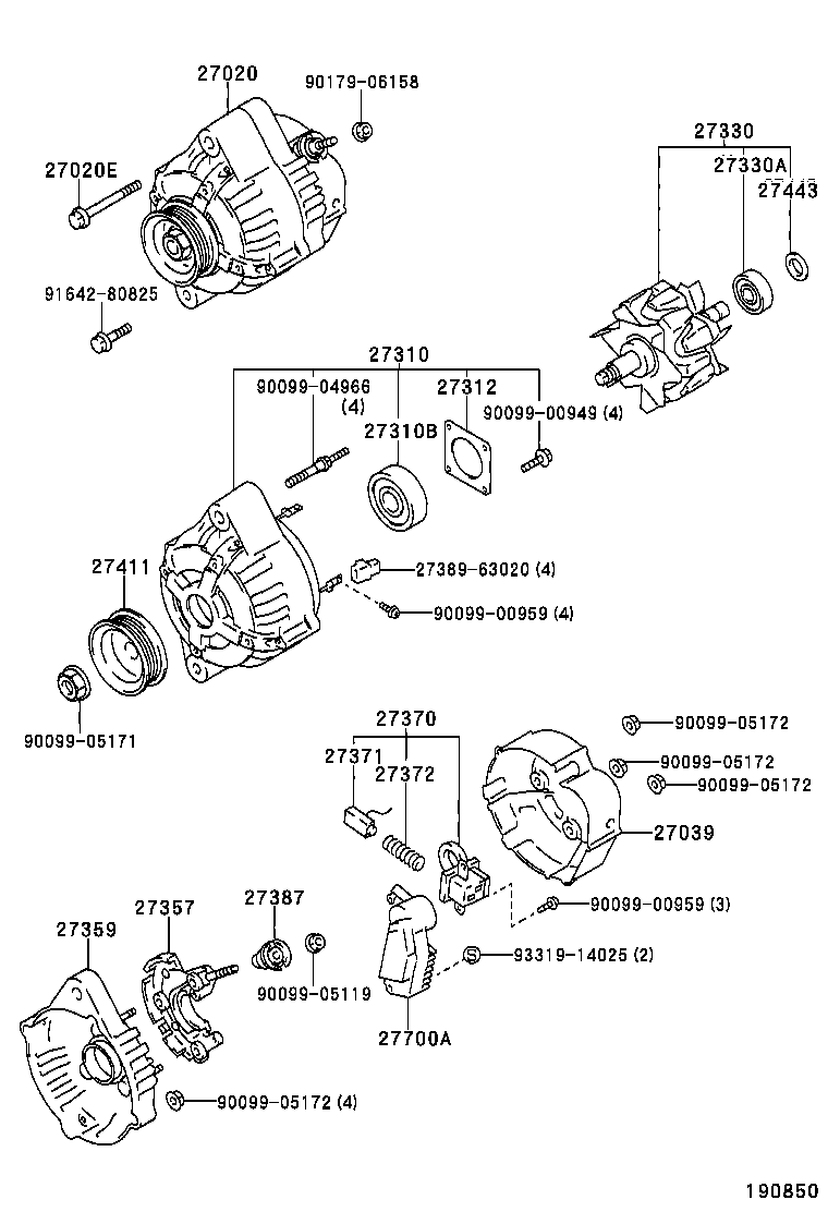 TOYOTA 2706065020 - Генератор parts5.com