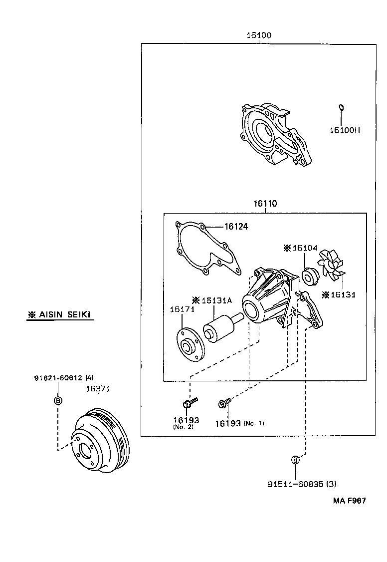 Mitsubishi 16110-19135 - Водяной насос parts5.com