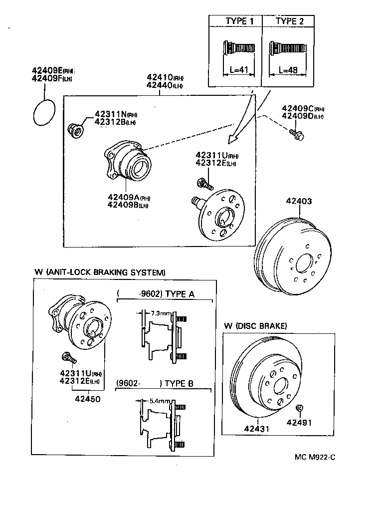 TOYOTA 42409-20010 - Комплект подшипника ступицы колеса parts5.com