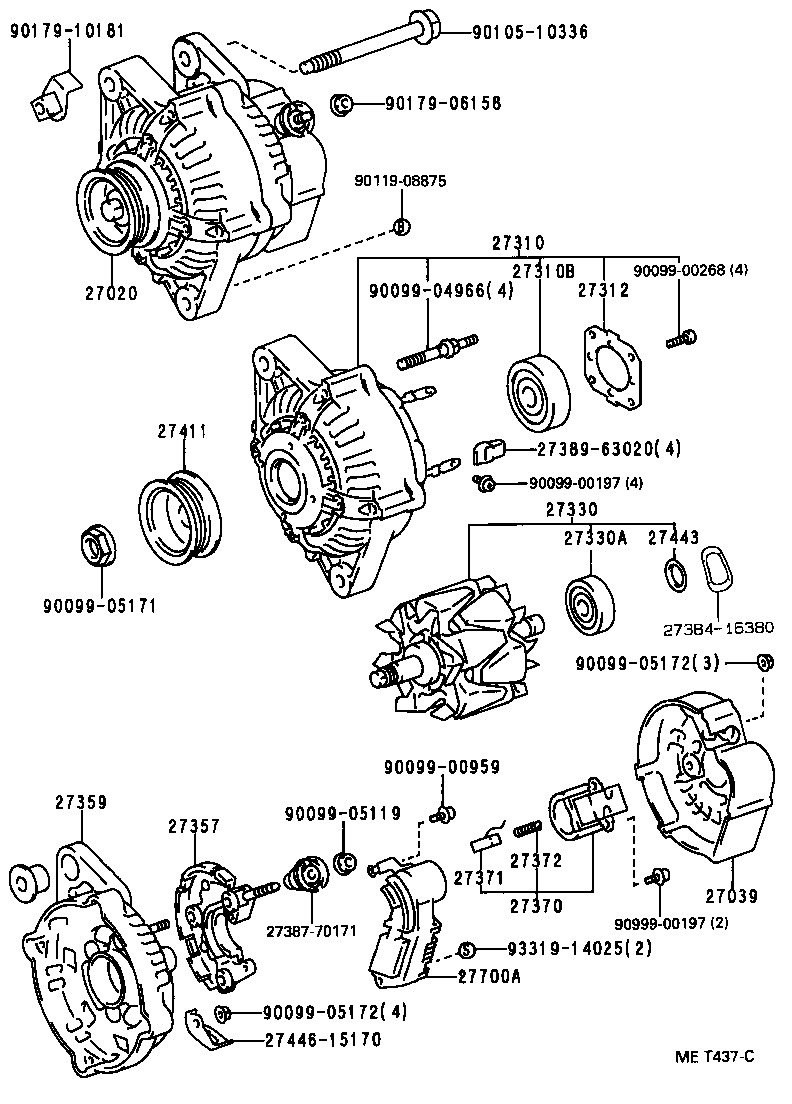 TOYOTA 2706015080 - Генератор parts5.com