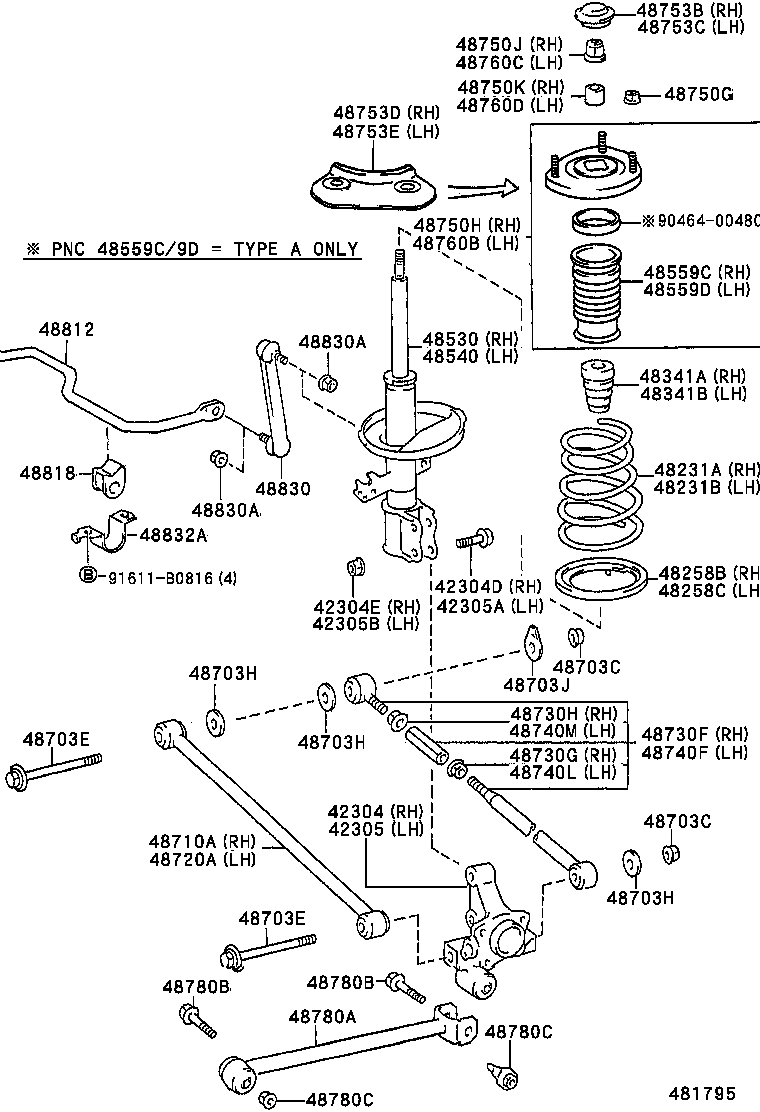 TOYOTA 48780-05010 - Рычаг подвески колеса parts5.com