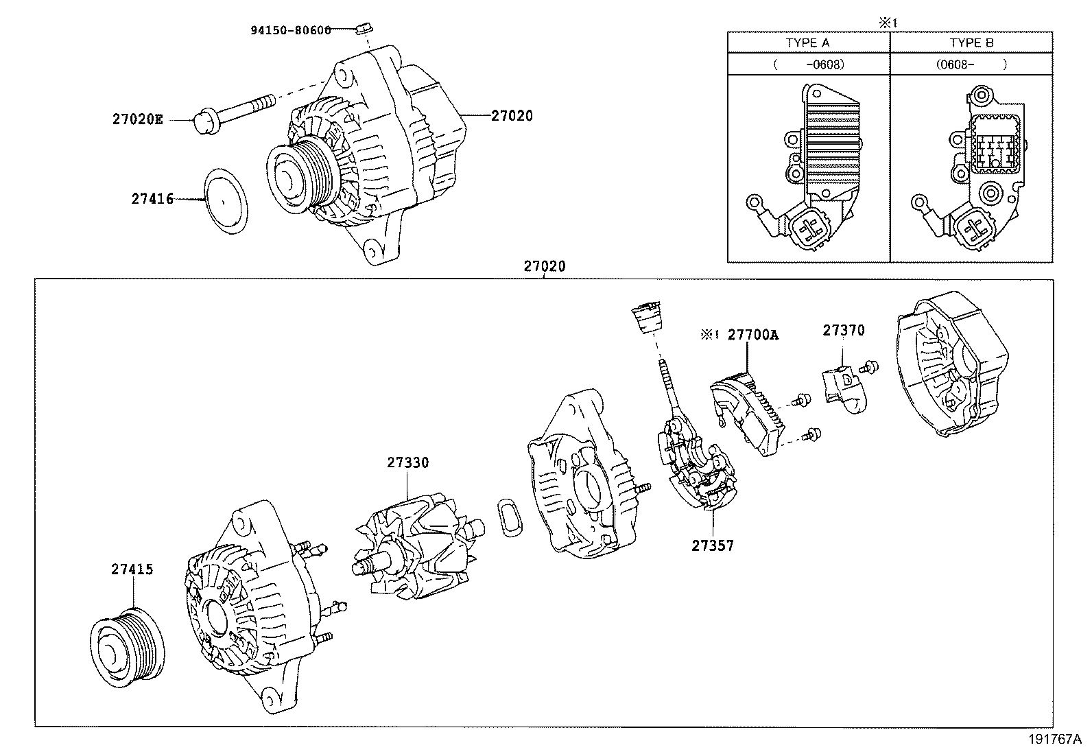 TOYOTA 2733062220 - Генератор parts5.com