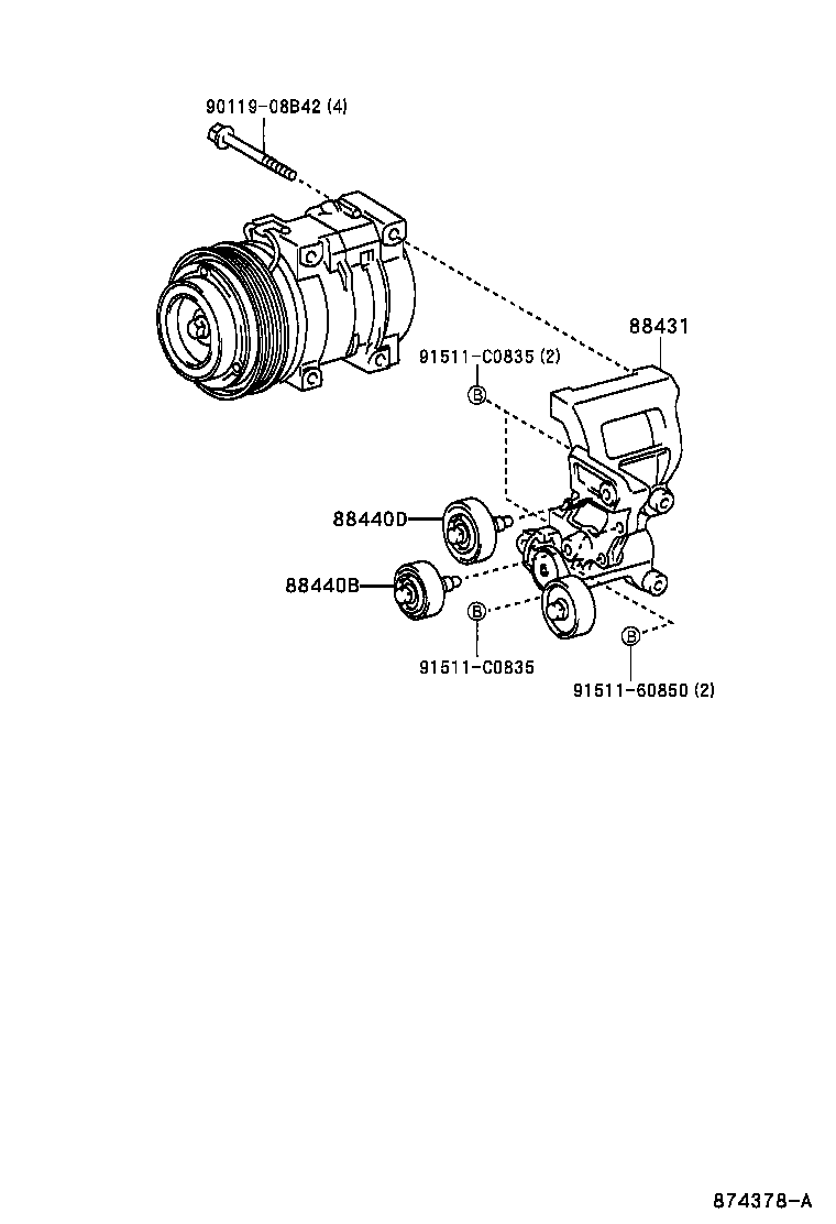 TOYOTA 8844035090 - Направляющий ролик, поликлиновый ремень parts5.com