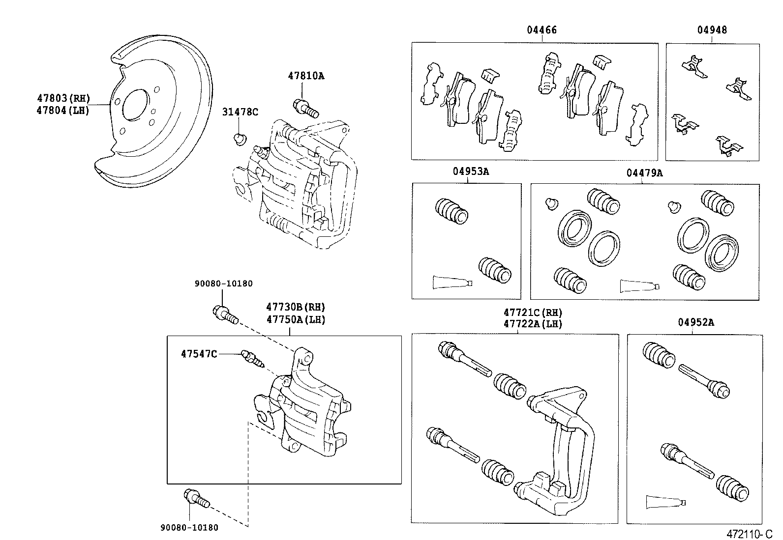 TOYOTA 04479-02070 - Ремкомплект, тормозной суппорт parts5.com