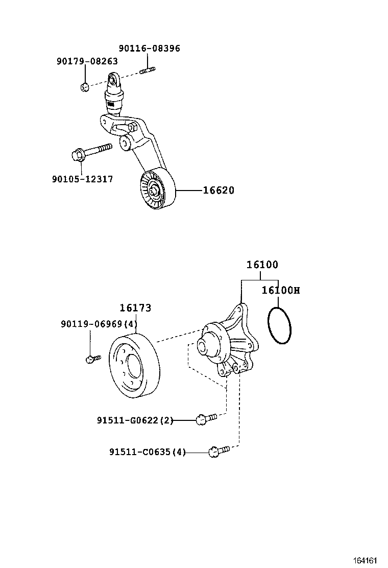 TOYOTA 16620-22031 - Направляющий ролик, поликлиновый ремень parts5.com