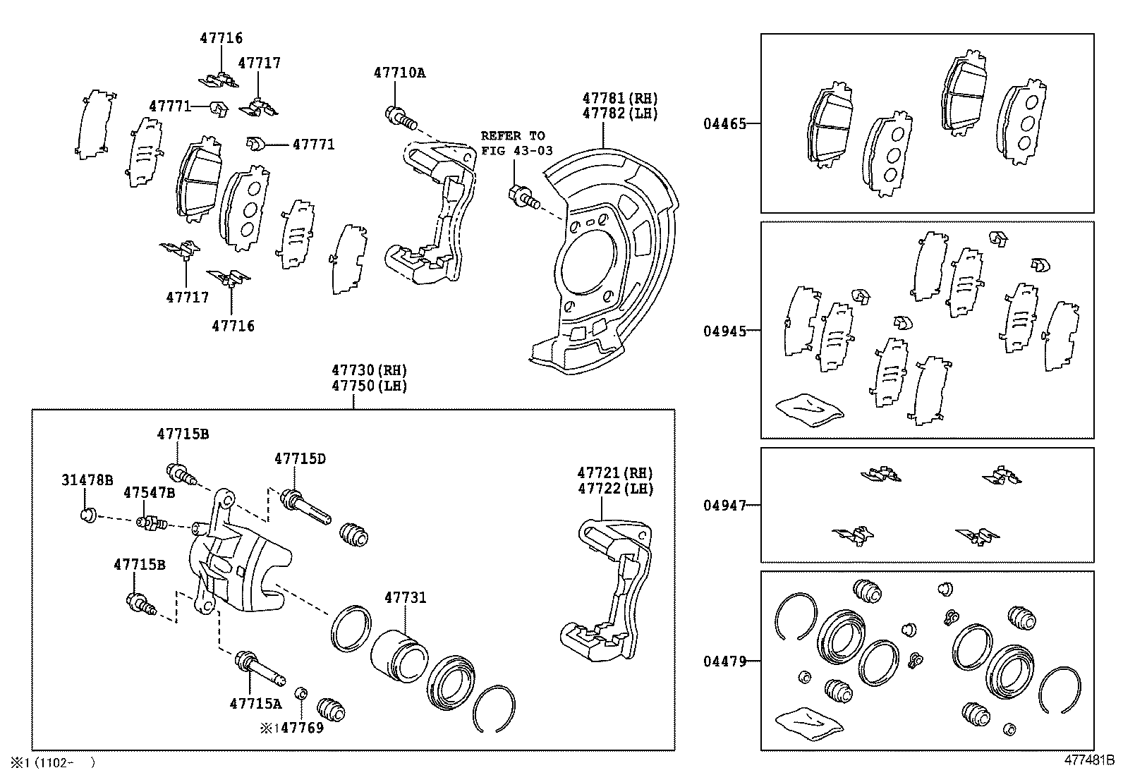 TOYOTA 04465-42140 - Тормозные колодки, дисковые, комплект parts5.com