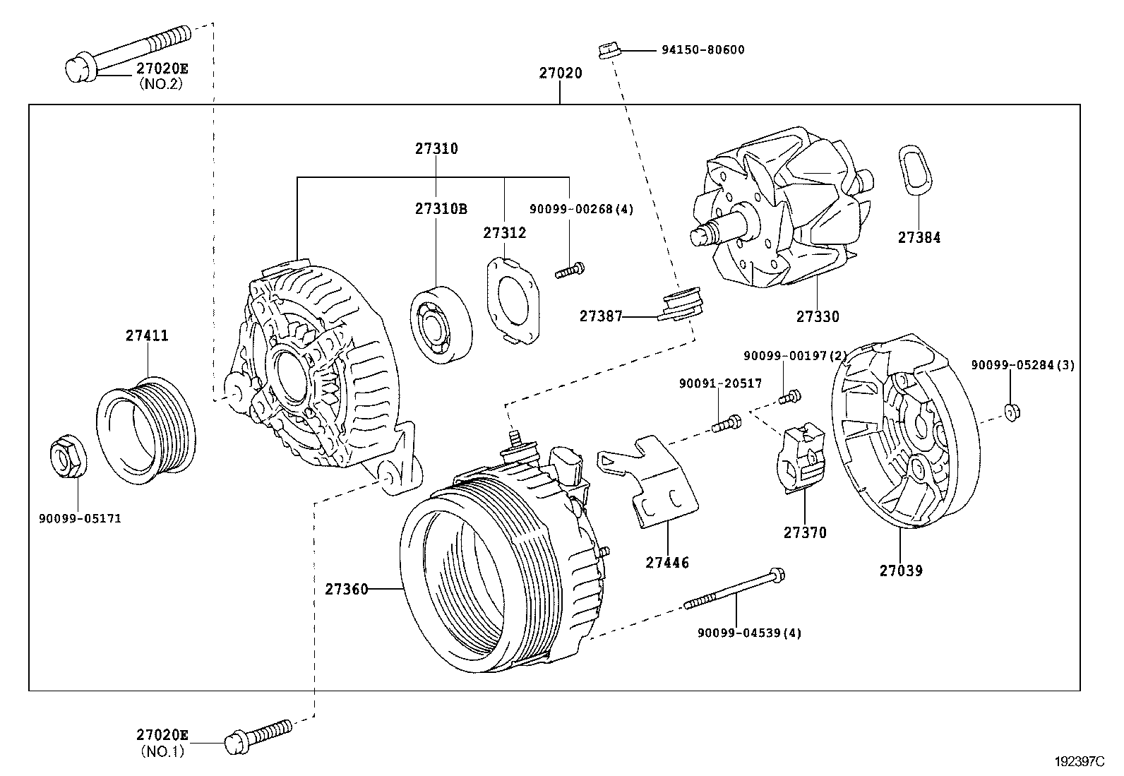 TOYOTA 2706028330 - Генератор parts5.com