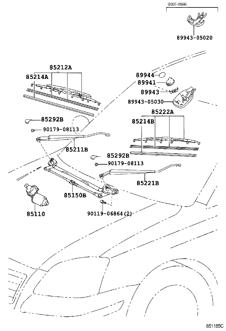 TOYOTA 8522205120 - Щетка стеклоочистителя parts5.com