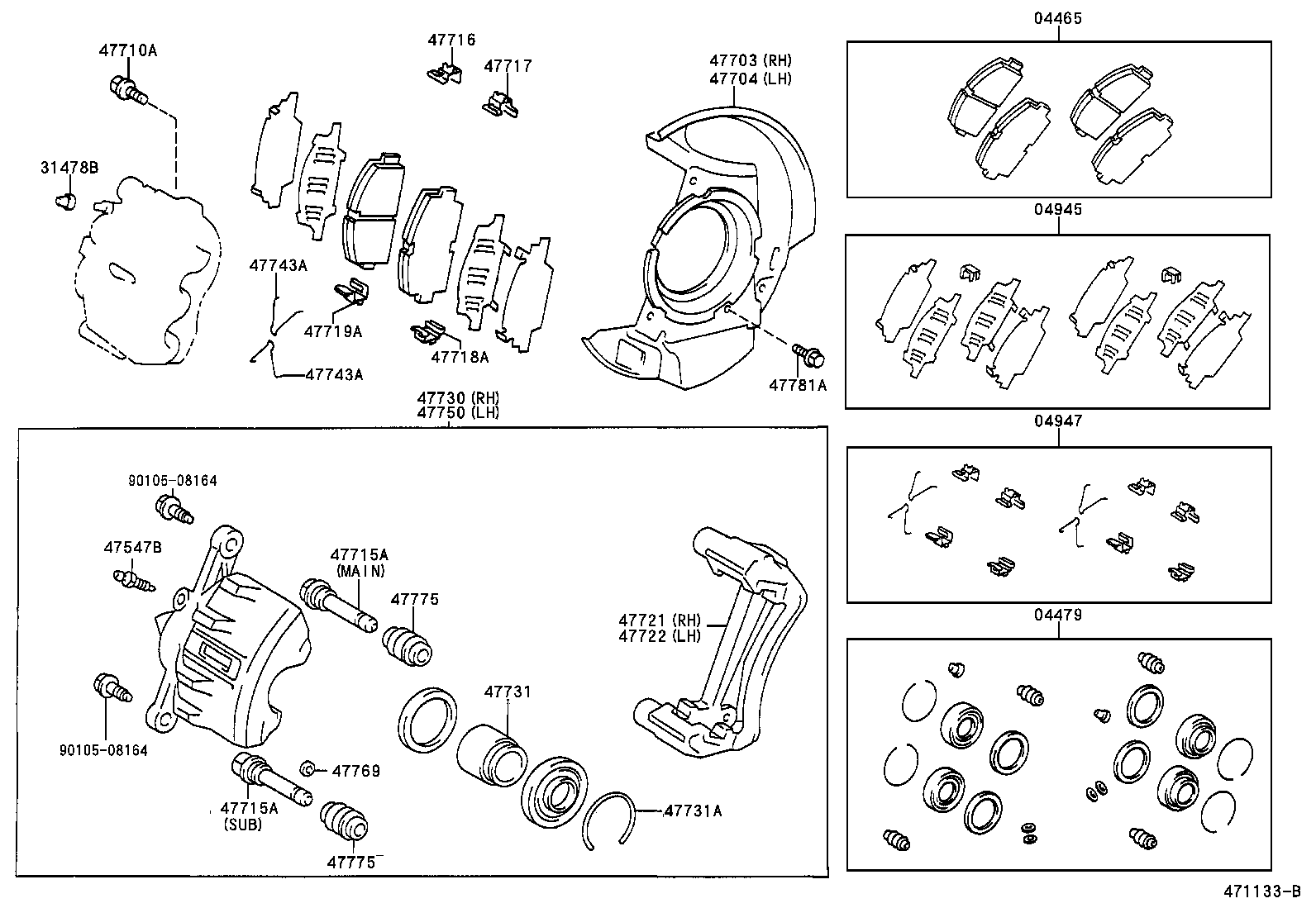 LEXUS 04465 12240 - Тормозные колодки, дисковые, комплект parts5.com