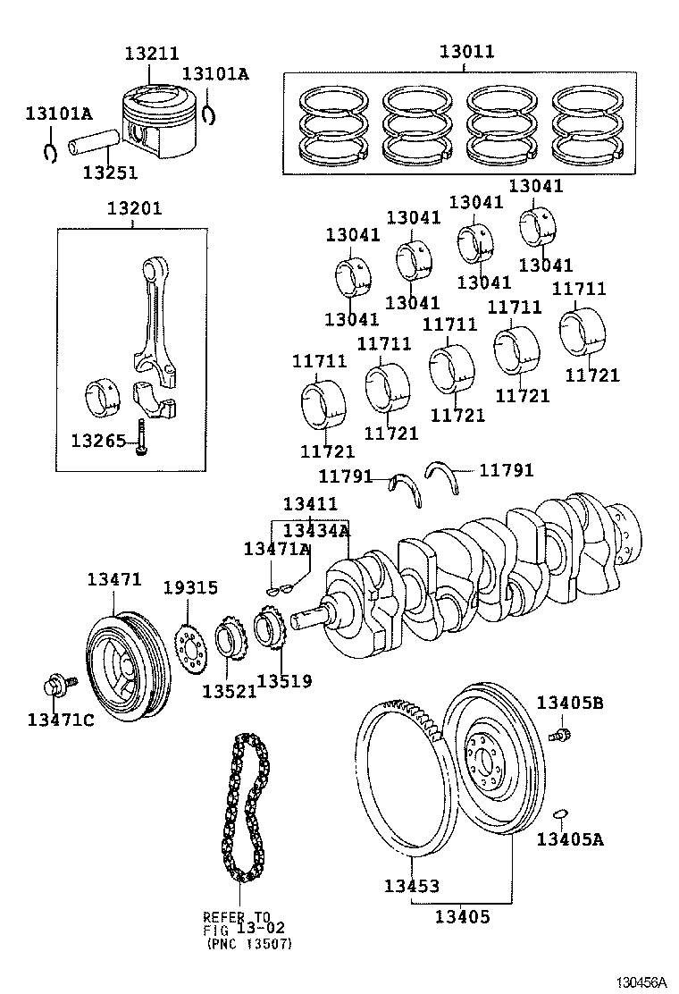 TOYOTA 13521-28010 - Комплект цепи привода распредвала parts5.com