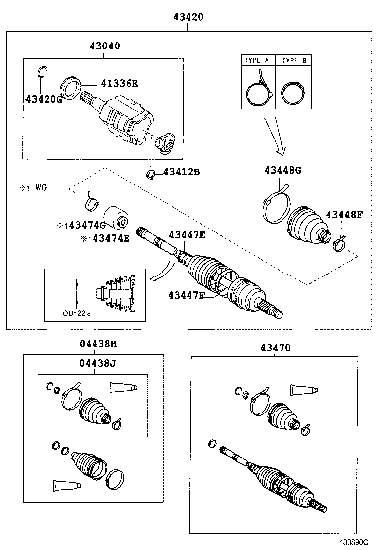 TOYOTA 43470-80020 - Шарнирный комплект, ШРУС, приводной вал parts5.com