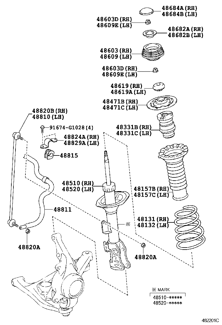 TOYOTA 486090D040 - Опора стойки амортизатора, подушка parts5.com