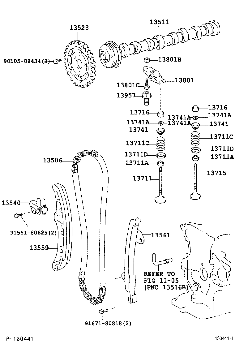 TOYOTA 13559-33010 - Комплект цепи привода распредвала parts5.com