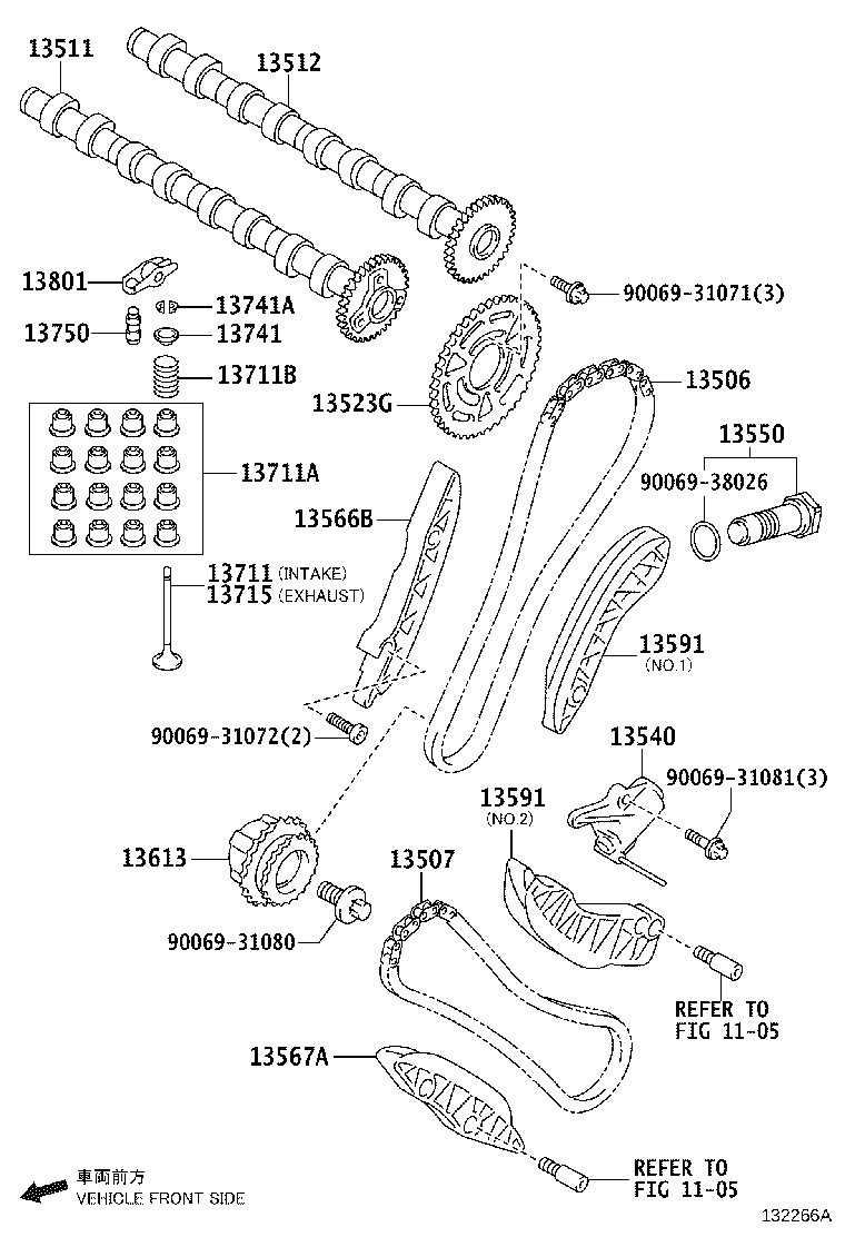 TOYOTA 13507-WA011 - Комплект цепи привода распредвала parts5.com