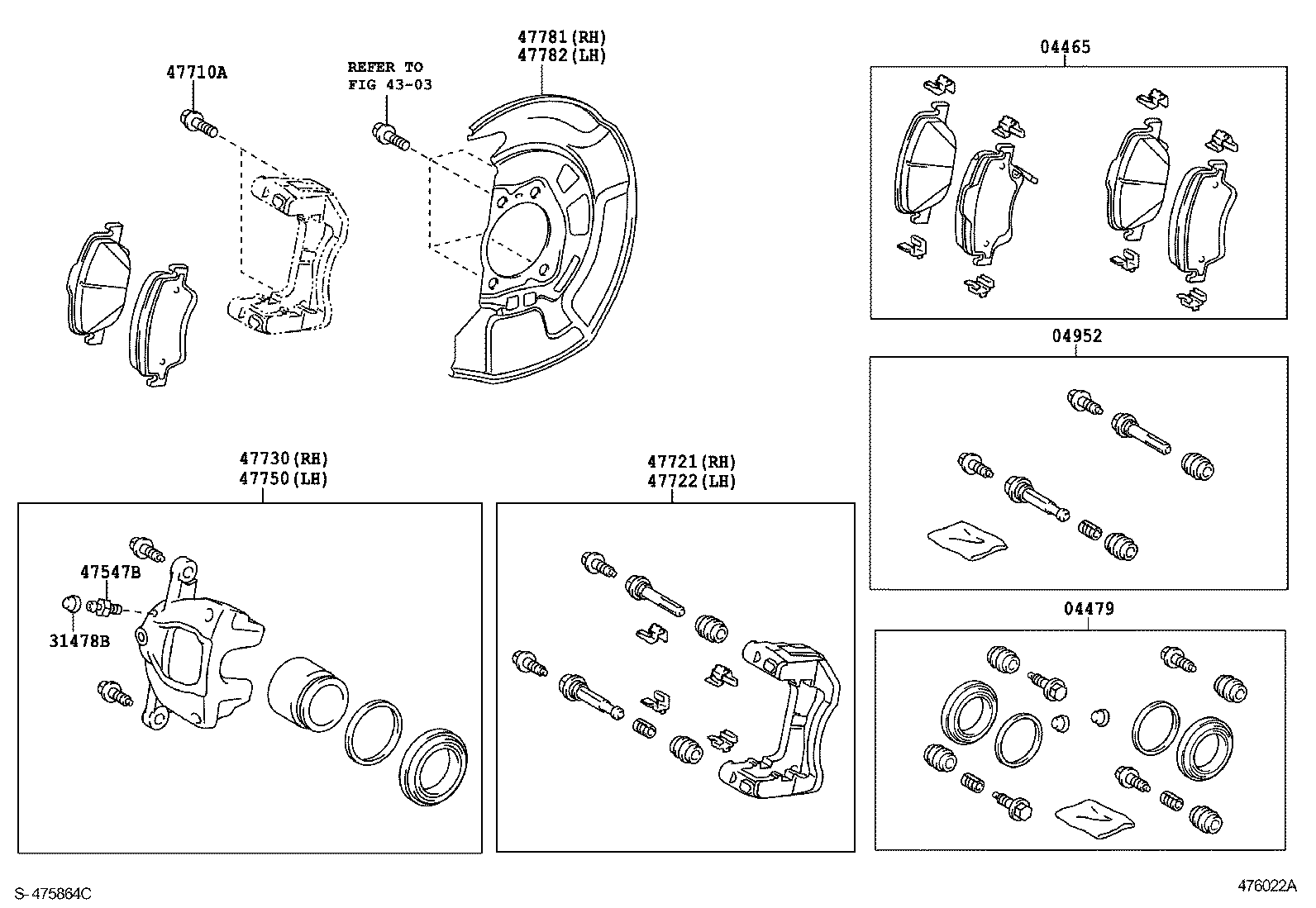 TOYOTA 04465-02280 - Тормозные колодки, дисковые, комплект parts5.com