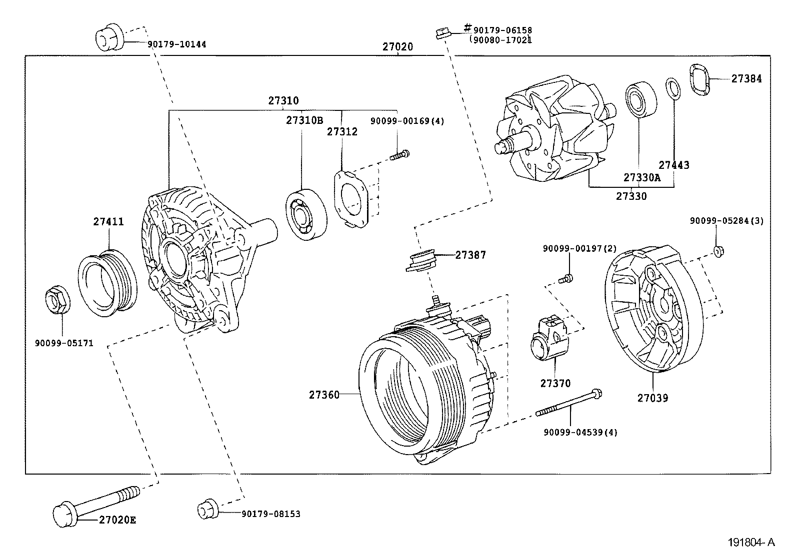 TOYOTA 27360-0F040 - Статор, генератор parts5.com