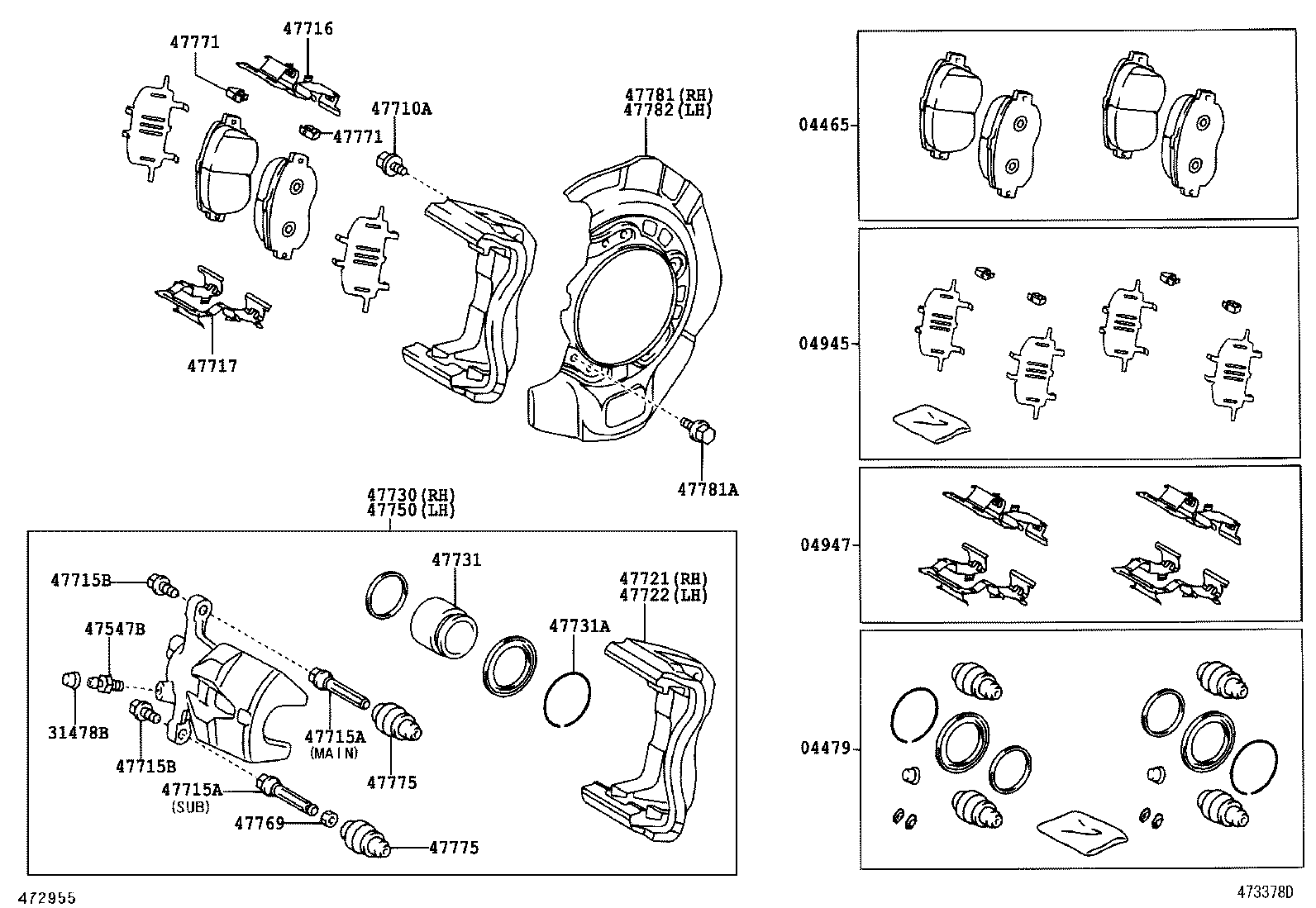 Daihatsu 4775008030 - Ремкомплект, тормозной суппорт parts5.com