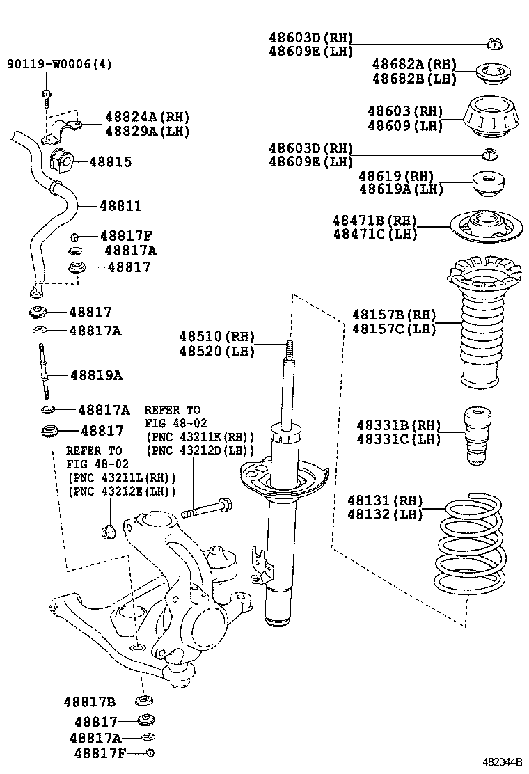 TOYOTA 48609-0H010 - Опора стойки амортизатора, подушка parts5.com