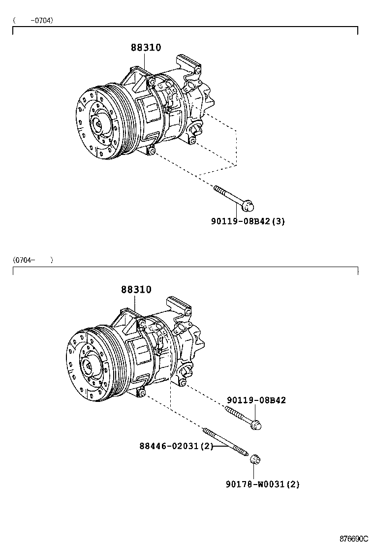 TOYOTA 88310-0F010 - Компрессор кондиционера parts5.com