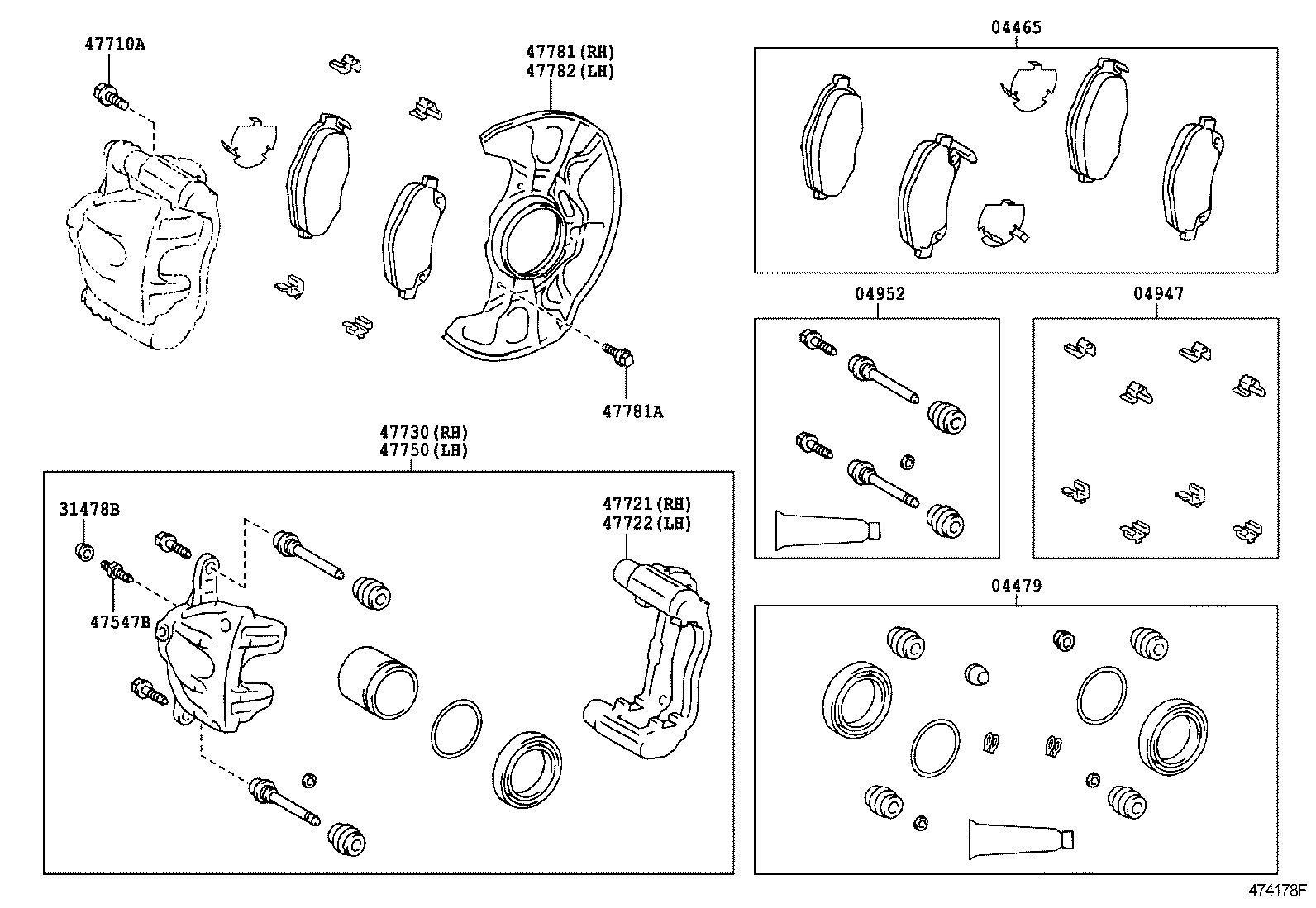 TOYOTA 04465-05221 - Тормозные колодки, дисковые, комплект parts5.com