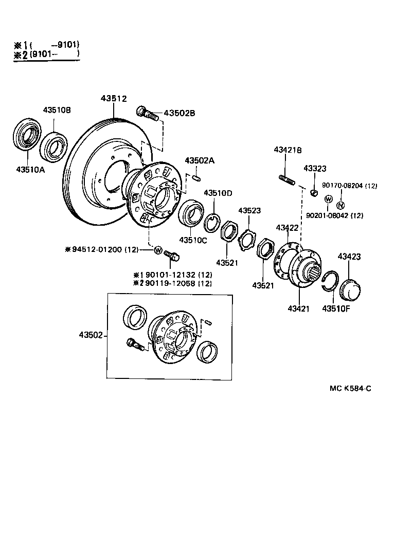 TOYOTA 90311-62001 - Wheel hub, bearing Kit parts5.com