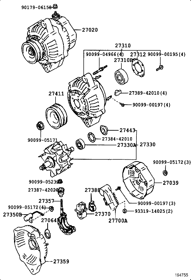 TOYOTA 27060-17171 - Генератор parts5.com