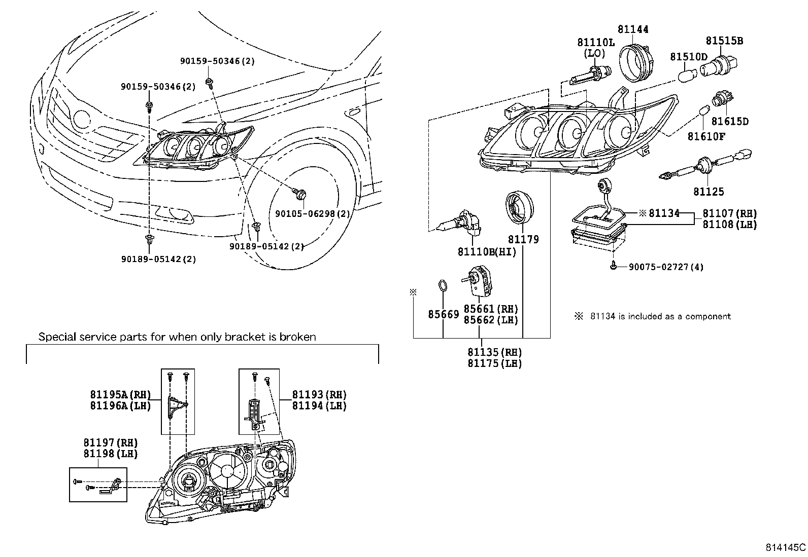 TOYOTA 8110733620 - Лампа накаливания, основная фара parts5.com