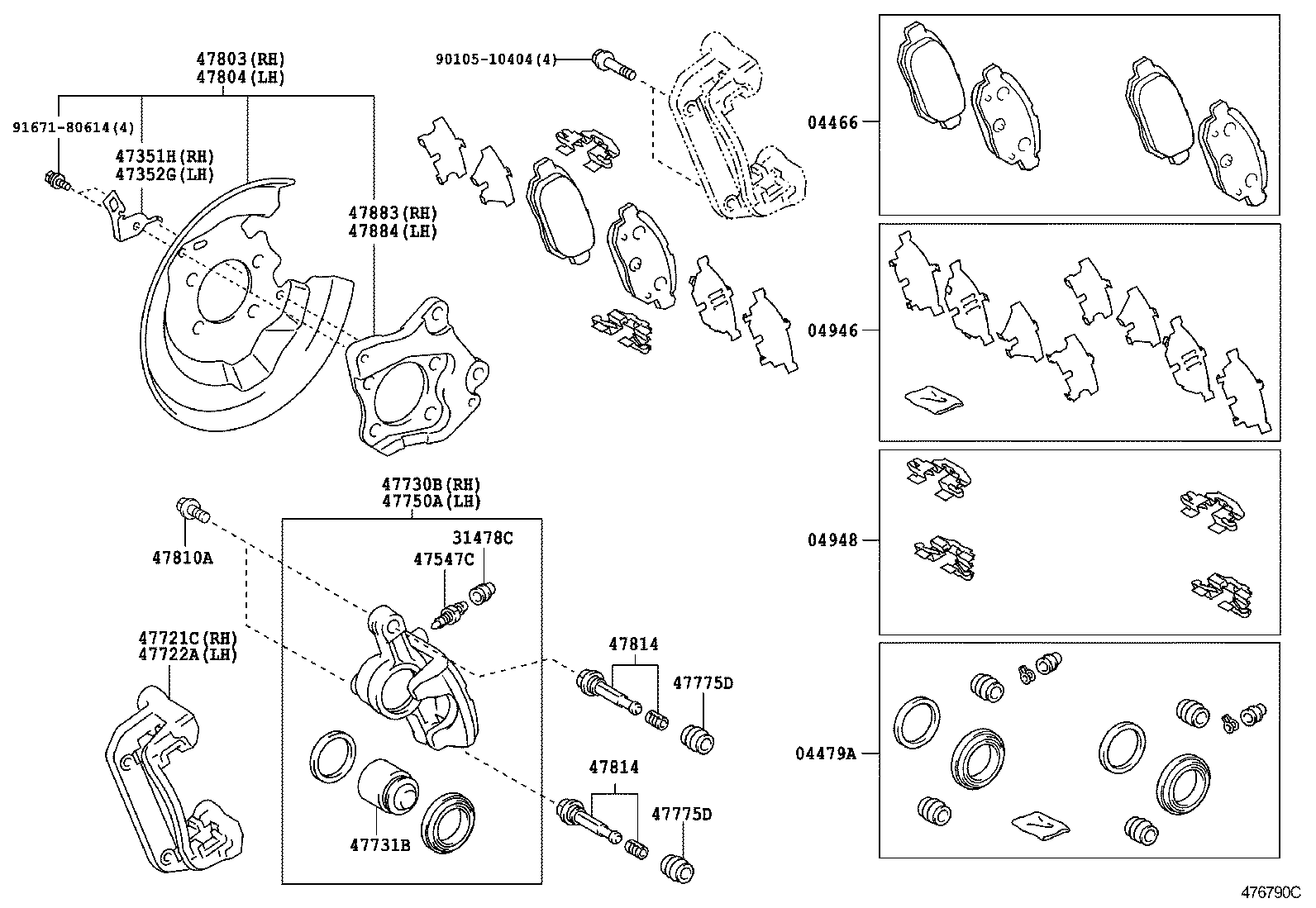 TOYOTA 4785052190 - Тормозной суппорт parts5.com