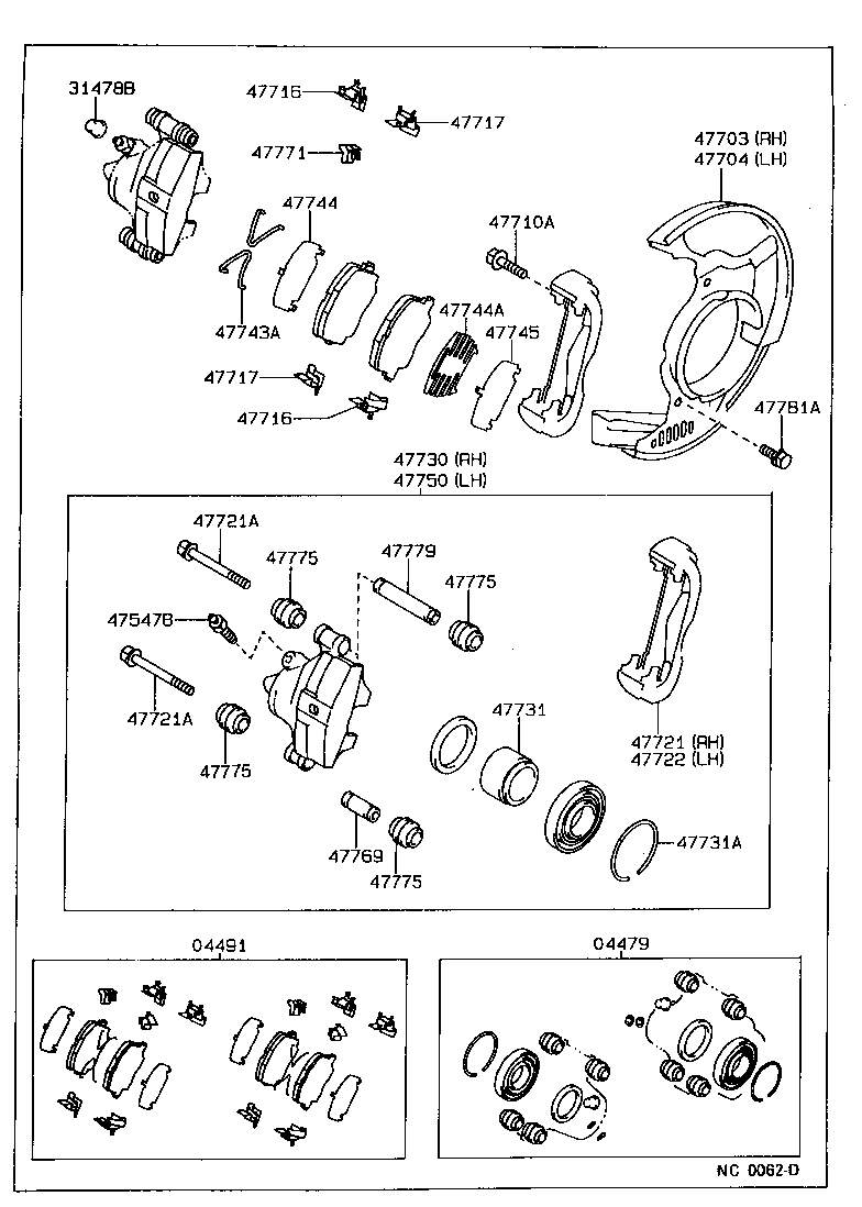 TOYOTA 04491-12422 - Тормозные колодки, дисковые, комплект parts5.com