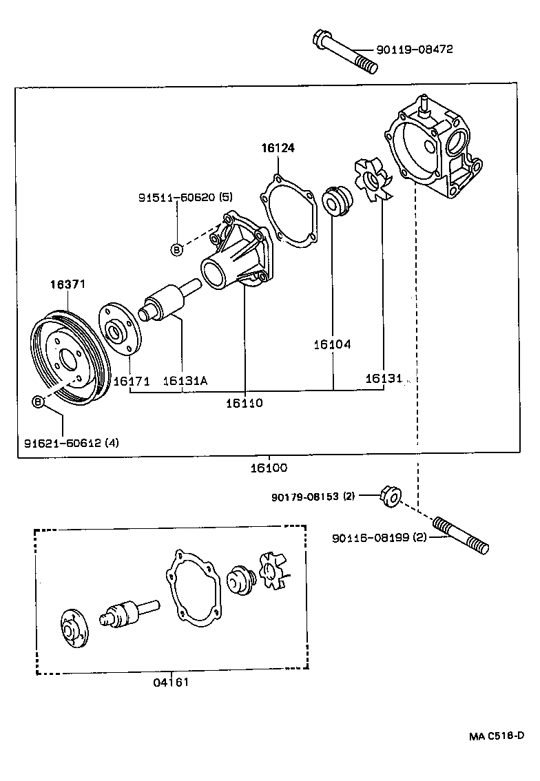 TOYOTA 16100-19225 - Водяной насос parts5.com