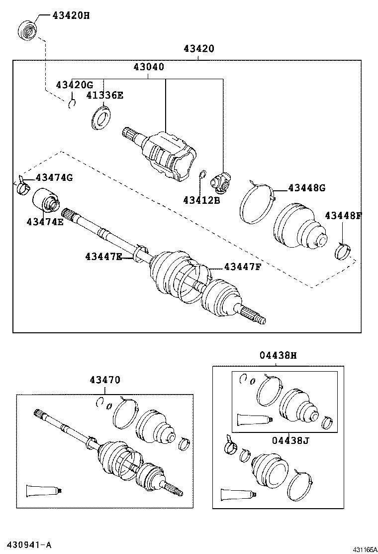 TOYOTA 43420-05150 - Шарнирный комплект, ШРУС, приводной вал parts5.com