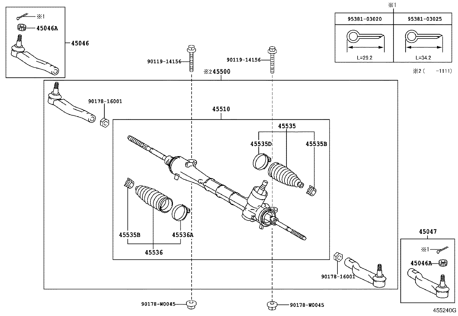 TOYOTA 45500-05040 - Осевой шарнир, рулевая тяга parts5.com