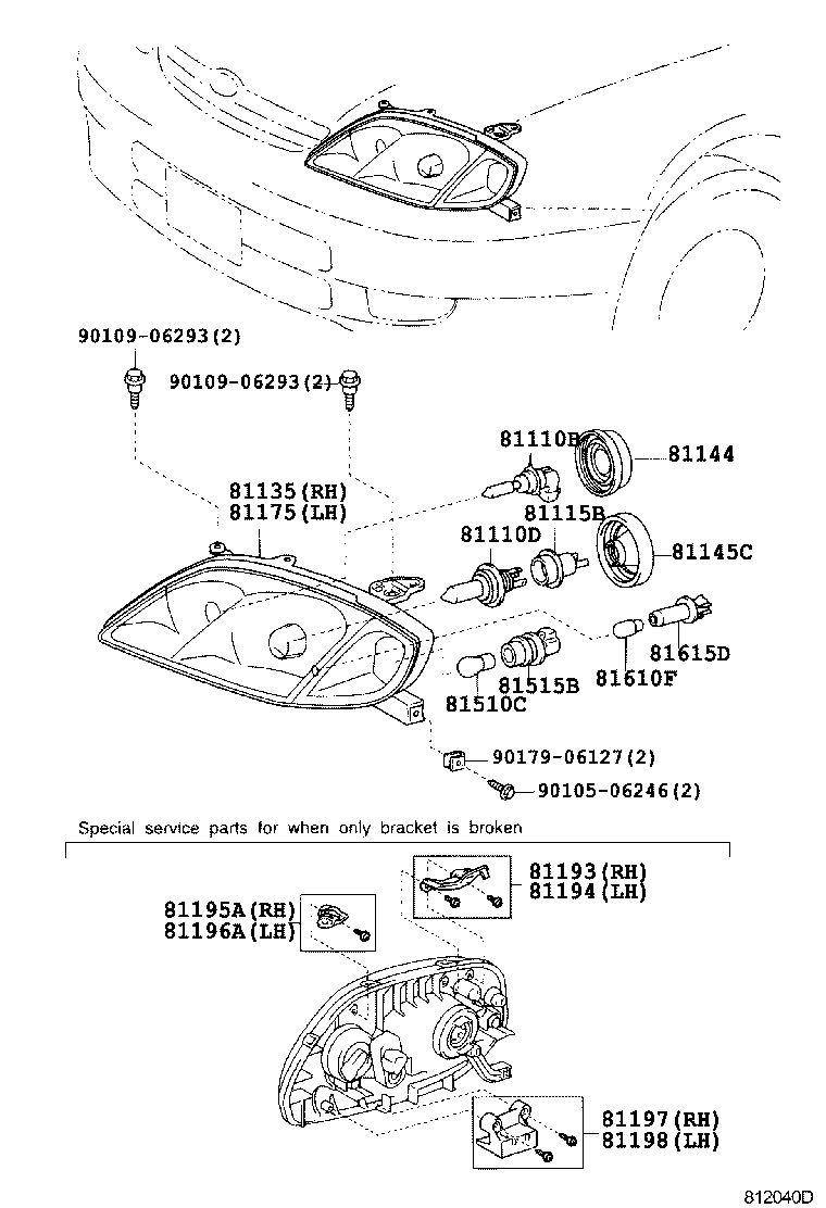 TOYOTA 90981WD010 - Лампа накаливания, фара дневного освещения parts5.com