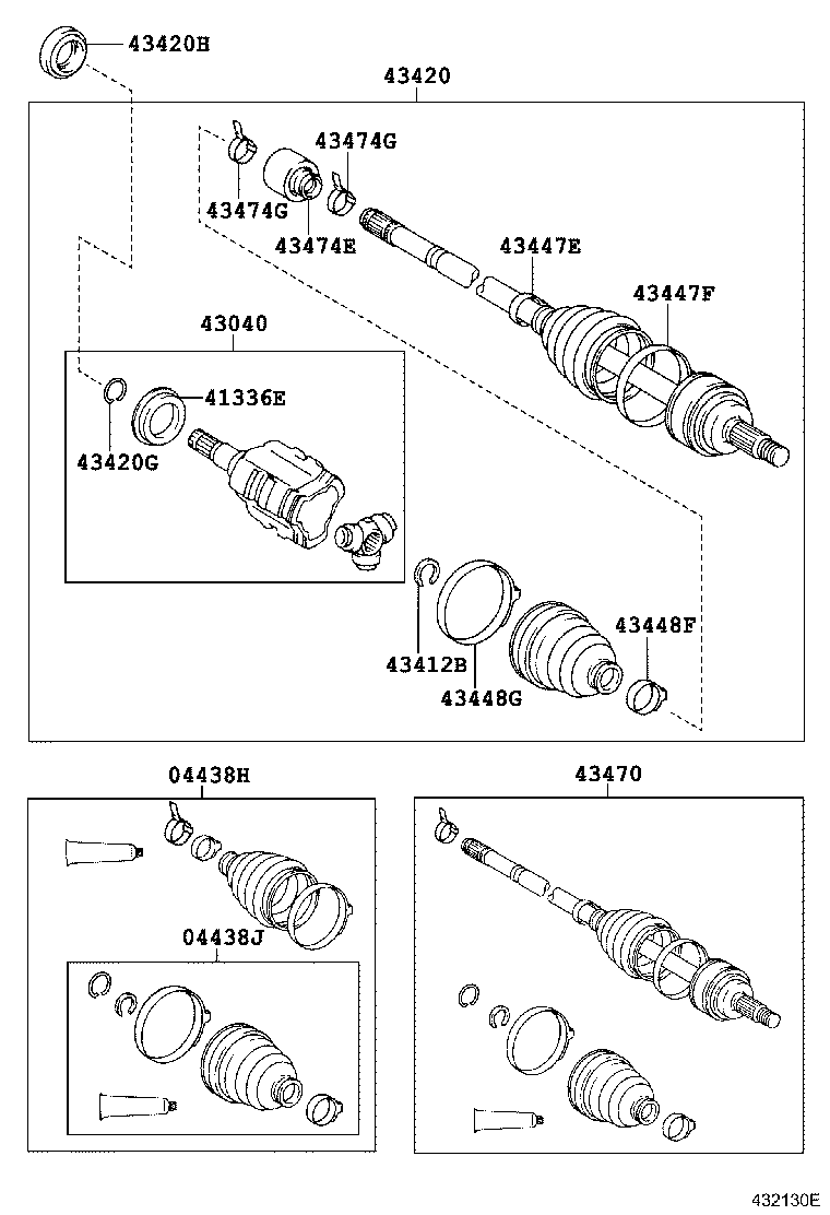 TOYOTA 4304005180 - Шарнирный комплект, ШРУС, приводной вал parts5.com