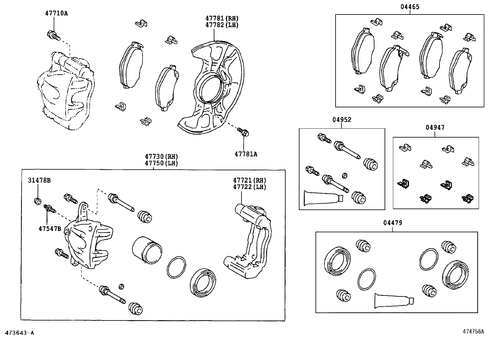 TOYOTA 0446505140 - Тормозные колодки, дисковые, комплект parts5.com