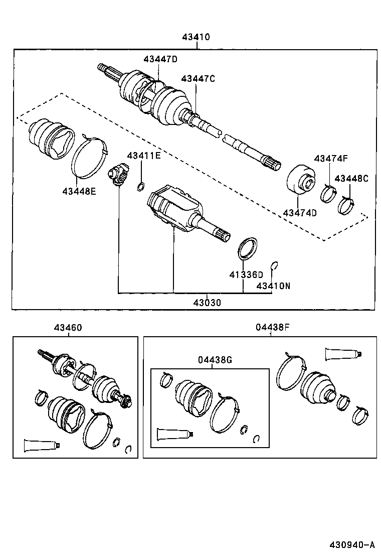 TOYOTA 43460-09601 - Шарнирный комплект, ШРУС, приводной вал parts5.com