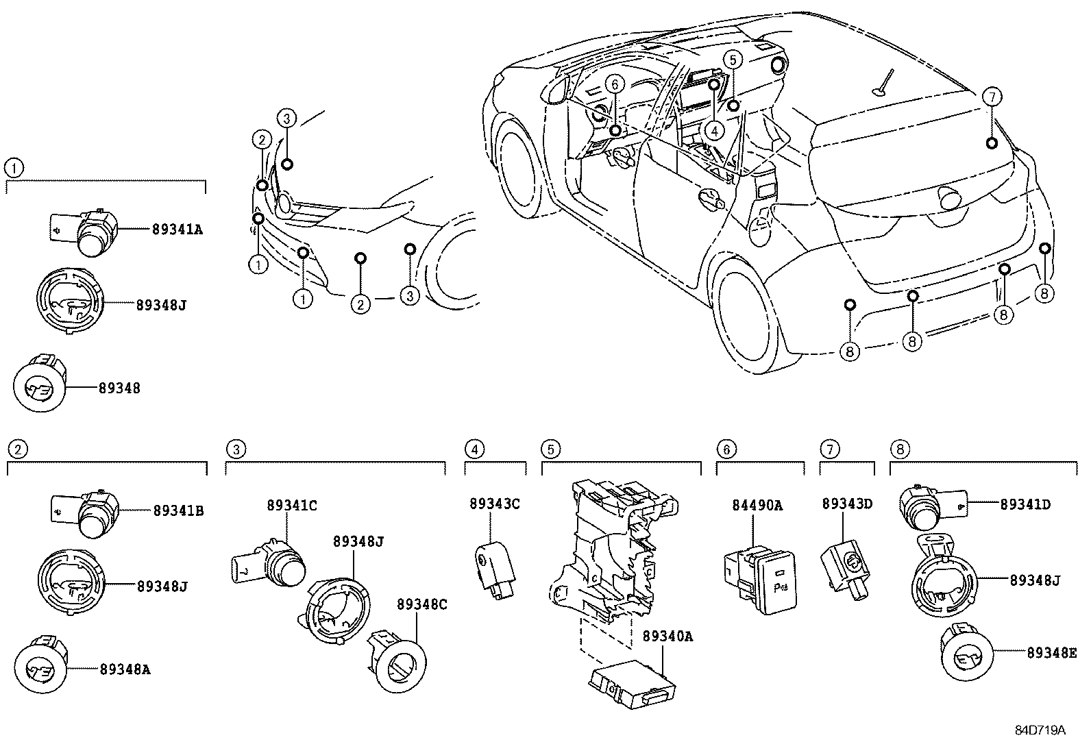 TOYOTA 89341-05010-C0 - Датчик, система помощи при парковке parts5.com