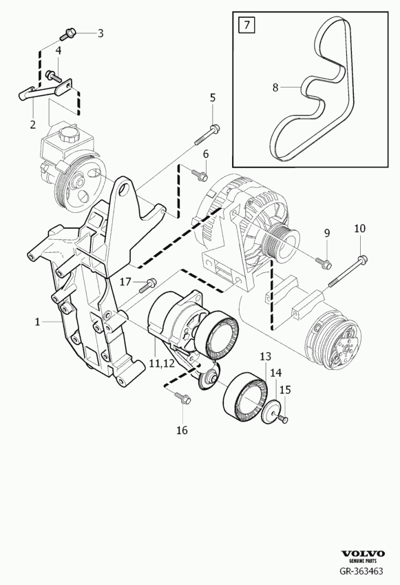 Volvo 30637962 - Направляющий ролик, поликлиновый ремень parts5.com