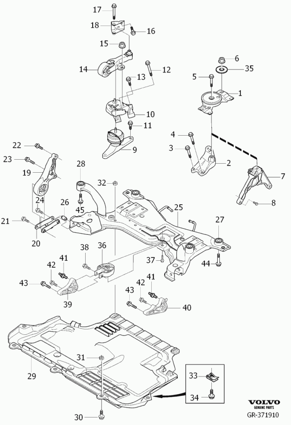 Volvo 31262165 - Подушка, опора, подвеска двигателя parts5.com