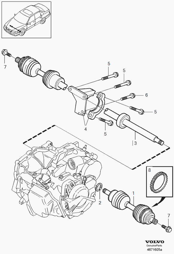 Volvo 8601570 - Шарнирный комплект, ШРУС, приводной вал parts5.com