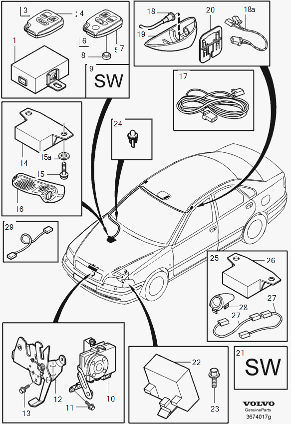 Volvo 9166199 - Корпус передатчика, центральный замок parts5.com