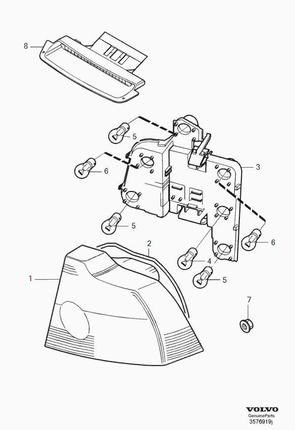 Volvo 989788 - Лампа накаливания, задний габаритный фонарь parts5.com