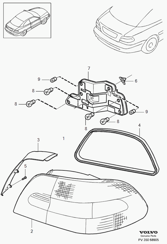 Volvo 989762 - Лампа накаливания, задний габаритный фонарь parts5.com