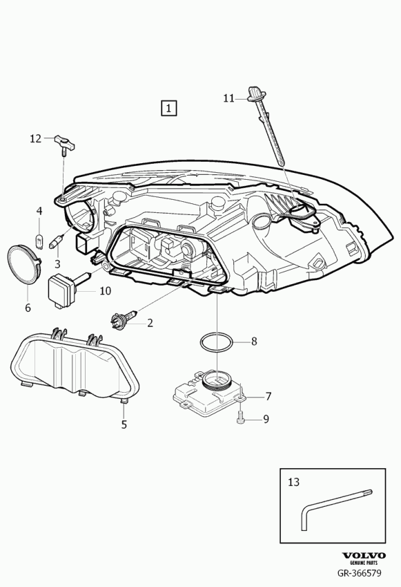 Volvo 31290593 - Лампа накаливания, фара дальнего света parts5.com