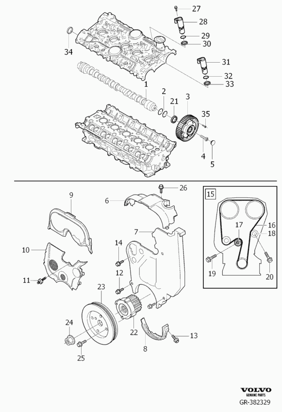 Volvo 9 458 309 - Уплотняющее кольцо, распредвал parts5.com