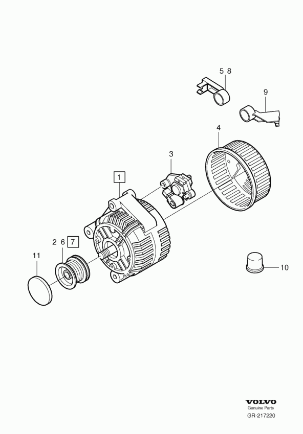 Volvo 30667878 - Шкив генератора, муфта parts5.com