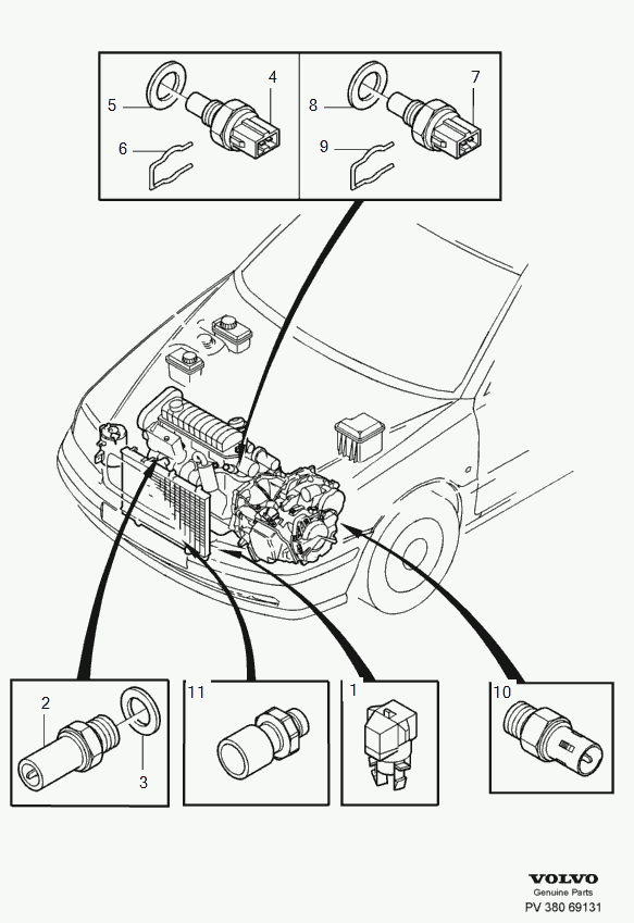 Volvo 3 089 962 5 - Датчик, переключатель, фара заднего хода parts5.com