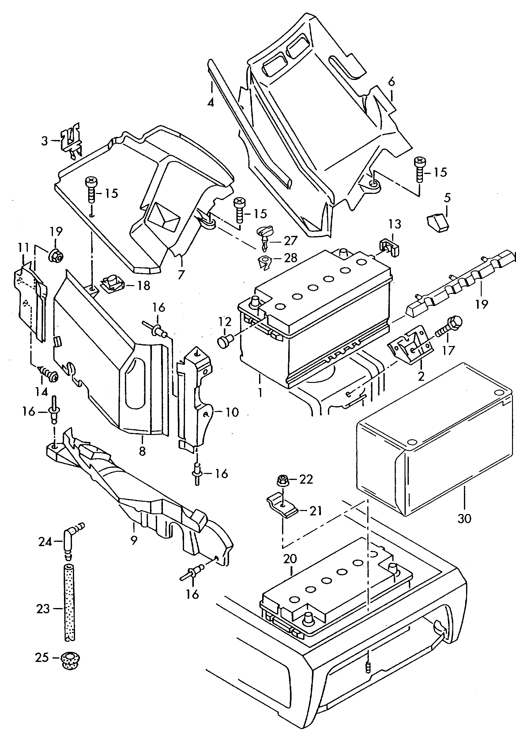 VAG 191915105AA - Стартерная аккумуляторная батарея, АКБ parts5.com