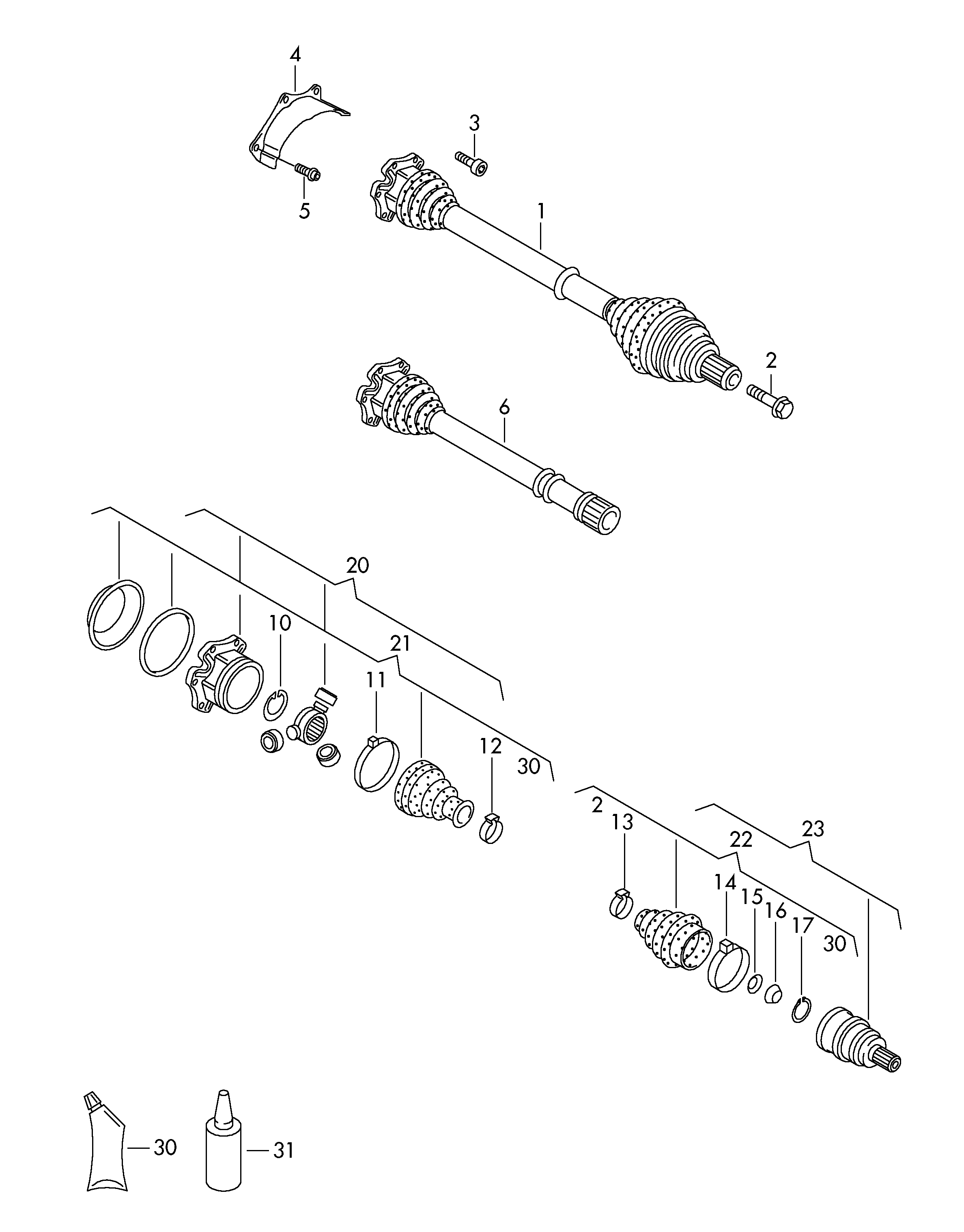 VAG JZW 498 340 FX - Шарнирный комплект, ШРУС, приводной вал parts5.com